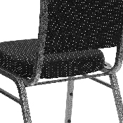 HERCULES Series Crown Back Stacking Banquet Chair in Black Dot Patterned Fabric - Silver Vein Frame, FD-C01-SILVERVEIN-S076-GG