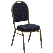 HERCULES Series Dome Back Stacking Banquet Chair in Navy Patterned Fabric - Gold Frame, FD-C03-ALLGOLD-H203774-GG
