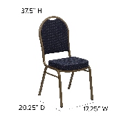 HERCULES Series Dome Back Stacking Banquet Chair in Navy Patterned Fabric - Gold Frame, FD-C03-ALLGOLD-H203774-GG