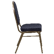 HERCULES Series Dome Back Stacking Banquet Chair in Navy Patterned Fabric - Gold Frame, FD-C03-ALLGOLD-H203774-GG