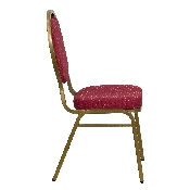 HERCULES Series Teardrop Back Stacking Banquet Chair in Burgundy Patterned Fabric - Gold Frame, FD-C04-ALLGOLD-2804-GG