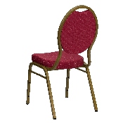 HERCULES Series Teardrop Back Stacking Banquet Chair in Burgundy Patterned Fabric - Gold Frame, FD-C04-ALLGOLD-2804-GG