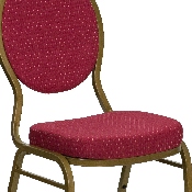 HERCULES Series Teardrop Back Stacking Banquet Chair in Burgundy Patterned Fabric - Gold Frame, FD-C04-ALLGOLD-2804-GG