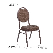 HERCULES Series Teardrop Back Stacking Banquet Chair in Brown Patterned Fabric - Copper Vein Frame, FD-C04-COPPER-008-T-02-GG