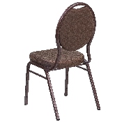 HERCULES Series Teardrop Back Stacking Banquet Chair in Brown Patterned Fabric - Copper Vein Frame, FD-C04-COPPER-008-T-02-GG