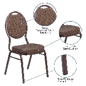 HERCULES Series Teardrop Back Stacking Banquet Chair in Brown Patterned Fabric - Copper Vein Frame, FD-C04-COPPER-008-T-02-GG