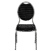 HERCULES Series Teardrop Back Stacking Banquet Chair in Black Patterned Fabric - Silver Vein Frame, FD-C04-SILVERVEIN-S076-GG
