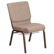HERCULES Series 18.5''W Church Chair in Beige Fabric with Book Rack - Copper Vein Frame, FD-CH02185-CV-BGE1-BAS-GG