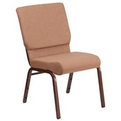HERCULES Series 18.5''W Stacking Church Chair in Caramel Fabric - Copper Vein Frame, FD-CH02185-CV-BN-GG
