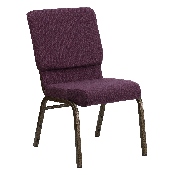 HERCULES Series 18.5''W Stacking Church Chair in Plum Fabric - Gold Vein Frame, FD-CH02185-GV-005-GG