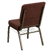 HERCULES Series 18.5''W Church Chair in Brown Fabric with Cup Book Rack - Gold Vein Frame, FD-CH02185-GV-10355-BAS-GG