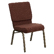 HERCULES Series 18.5''W Stacking Church Chair in Brown Fabric - Gold Vein Frame, FD-CH02185-GV-10355-GG, FD-CH02185-GV-10355-GG