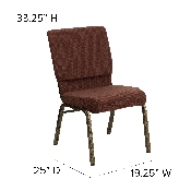 HERCULES Series 18.5''W Stacking Church Chair in Brown Fabric - Gold Vein Frame, FD-CH02185-GV-10355-GG, FD-CH02185-GV-10355-GG