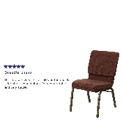 HERCULES Series 18.5''W Stacking Church Chair in Brown Fabric - Gold Vein Frame, FD-CH02185-GV-10355-GG, FD-CH02185-GV-10355-GG