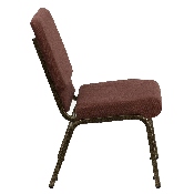 HERCULES Series 18.5''W Stacking Church Chair in Brown Fabric - Gold Vein Frame, FD-CH02185-GV-10355-GG, FD-CH02185-GV-10355-GG