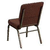 HERCULES Series 18.5''W Stacking Church Chair in Brown Fabric - Gold Vein Frame, FD-CH02185-GV-10355-GG, FD-CH02185-GV-10355-GG