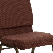 HERCULES Series 18.5''W Stacking Church Chair in Brown Fabric - Gold Vein Frame, FD-CH02185-GV-10355-GG, FD-CH02185-GV-10355-GG