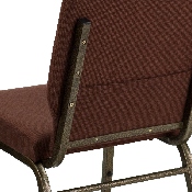 HERCULES Series 18.5''W Stacking Church Chair in Brown Fabric - Gold Vein Frame, FD-CH02185-GV-10355-GG, FD-CH02185-GV-10355-GG