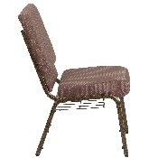 HERCULES Series 18.5''W Church Chair in Brown Dot Fabric with Book Rack - Gold Vein Frame, FD-CH02185-GV-BNDOT-BAS-GG