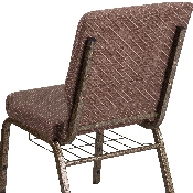 HERCULES Series 18.5''W Church Chair in Brown Dot Fabric with Book Rack - Gold Vein Frame, FD-CH02185-GV-BNDOT-BAS-GG
