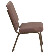 HERCULES Series 18.5''W Stacking Church Chair in Brown Dot Fabric - Gold Vein Frame, FD-CH02185-GV-BNDOT-GG