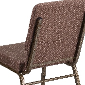 HERCULES Series 18.5''W Stacking Church Chair in Brown Dot Fabric - Gold Vein Frame, FD-CH02185-GV-BNDOT-GG