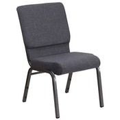 HERCULES Series 18.5''W Stacking Church Chair in Dark Gray Fabric - Silver Vein Frame, FD-CH02185-SV-DKGY-GG