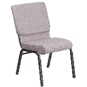 HERCULES Series 18.5''W Stacking Church Chair in Gray Dot Fabric - Silver Vein Frame, FD-CH02185-SV-GYDOT-GG