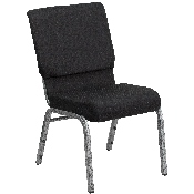 HERCULES Series 18.5''W Stacking Church Chair in Black Patterned Fabric - Silver Vein Frame, FD-CH02185-SV-JP02-GG