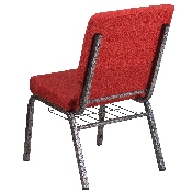 HERCULES Series 18.5''W Church Chair in Red Fabric with Cup Book Rack - Silver Vein Frame, FD-CH02185-SV-RED-BAS-GG