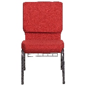 HERCULES Series 18.5''W Church Chair in Red Fabric with Cup Book Rack - Silver Vein Frame, FD-CH02185-SV-RED-BAS-GG