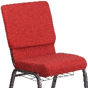 HERCULES Series 18.5''W Church Chair in Red Fabric with Cup Book Rack - Silver Vein Frame, FD-CH02185-SV-RED-BAS-GG