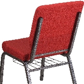 HERCULES Series 18.5''W Church Chair in Red Fabric with Cup Book Rack - Silver Vein Frame, FD-CH02185-SV-RED-BAS-GG