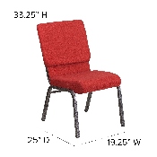 HERCULES Series 18.5''W Stacking Church Chair in Red Fabric - Silver Vein Frame, FD-CH02185-SV-RED-GG