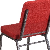 HERCULES Series 18.5''W Stacking Church Chair in Red Fabric - Silver Vein Frame, FD-CH02185-SV-RED-GG