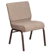 HERCULES Series 21''W Stacking Church Chair in Beige Fabric - Copper Vein Frame, FD-CH0221-4-CV-BGE1-GG