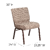 HERCULES Series 21''W Stacking Church Chair in Beige Fabric - Copper Vein Frame, FD-CH0221-4-CV-BGE1-GG