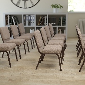 HERCULES Series 21''W Stacking Church Chair in Beige Fabric - Copper Vein Frame, FD-CH0221-4-CV-BGE1-GG