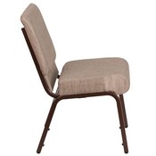 HERCULES Series 21''W Stacking Church Chair in Beige Fabric - Copper Vein Frame, FD-CH0221-4-CV-BGE1-GG