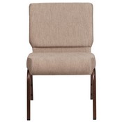 HERCULES Series 21''W Stacking Church Chair in Beige Fabric - Copper Vein Frame, FD-CH0221-4-CV-BGE1-GG