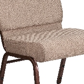 HERCULES Series 21''W Stacking Church Chair in Beige Fabric - Copper Vein Frame, FD-CH0221-4-CV-BGE1-GG