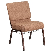 HERCULES Series 21''W Church Chair in Caramel Fabric with Cup Book Rack - Copper Vein Frame, FD-CH0221-4-CV-BN-BAS-GG