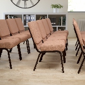 HERCULES Series 21''W Stacking Church Chair in Caramel Fabric - Copper Vein Frame, FD-CH0221-4-CV-BN-GG