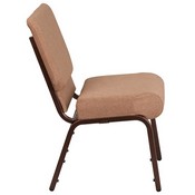 HERCULES Series 21''W Stacking Church Chair in Caramel Fabric - Copper Vein Frame, FD-CH0221-4-CV-BN-GG