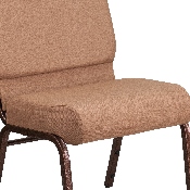 HERCULES Series 21''W Stacking Church Chair in Caramel Fabric - Copper Vein Frame, FD-CH0221-4-CV-BN-GG