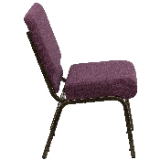 HERCULES Series 21''W Stacking Church Chair in Plum Fabric - Gold Vein Frame, FD-CH0221-4-GV-005-GG