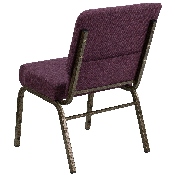 HERCULES Series 21''W Stacking Church Chair in Plum Fabric - Gold Vein Frame, FD-CH0221-4-GV-005-GG