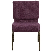 HERCULES Series 21''W Stacking Church Chair in Plum Fabric - Gold Vein Frame, FD-CH0221-4-GV-005-GG