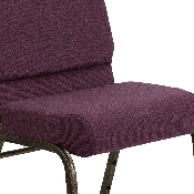 HERCULES Series 21''W Stacking Church Chair in Plum Fabric - Gold Vein Frame, FD-CH0221-4-GV-005-GG