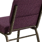 HERCULES Series 21''W Stacking Church Chair in Plum Fabric - Gold Vein Frame, FD-CH0221-4-GV-005-GG